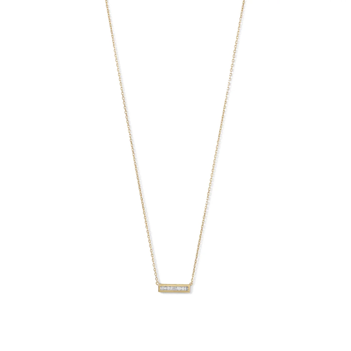Dainty CZ Bar Necklace 14k GP