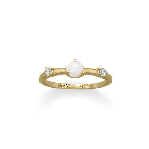 Opal CZ Ring 14K GP