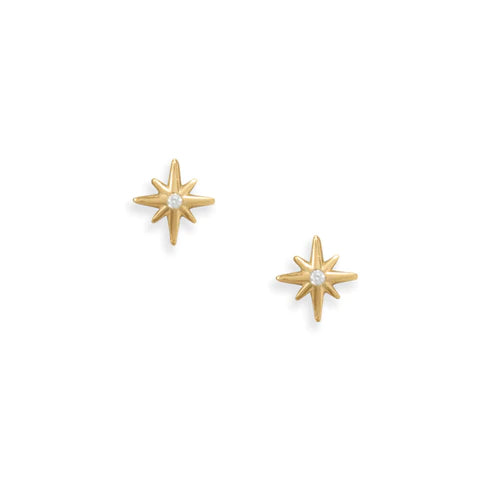 14K GP Starburst CZ Studs