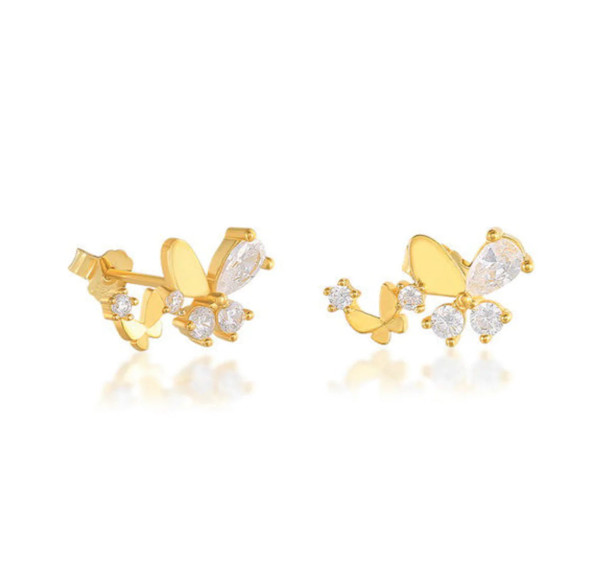 14k GP Multi CZ Butterfly Studs