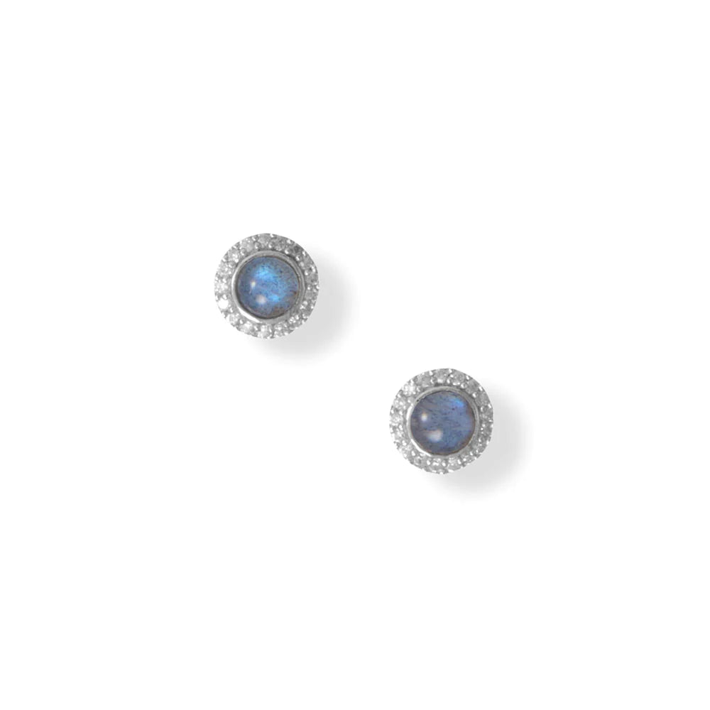 Labradorite CZ Halo Studs