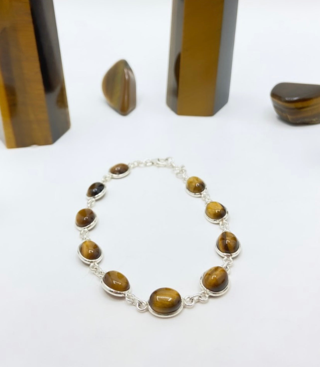 Tigers Eye Crystal Links Bracelet .925