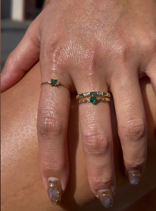 Green CZ Ring 18K GP