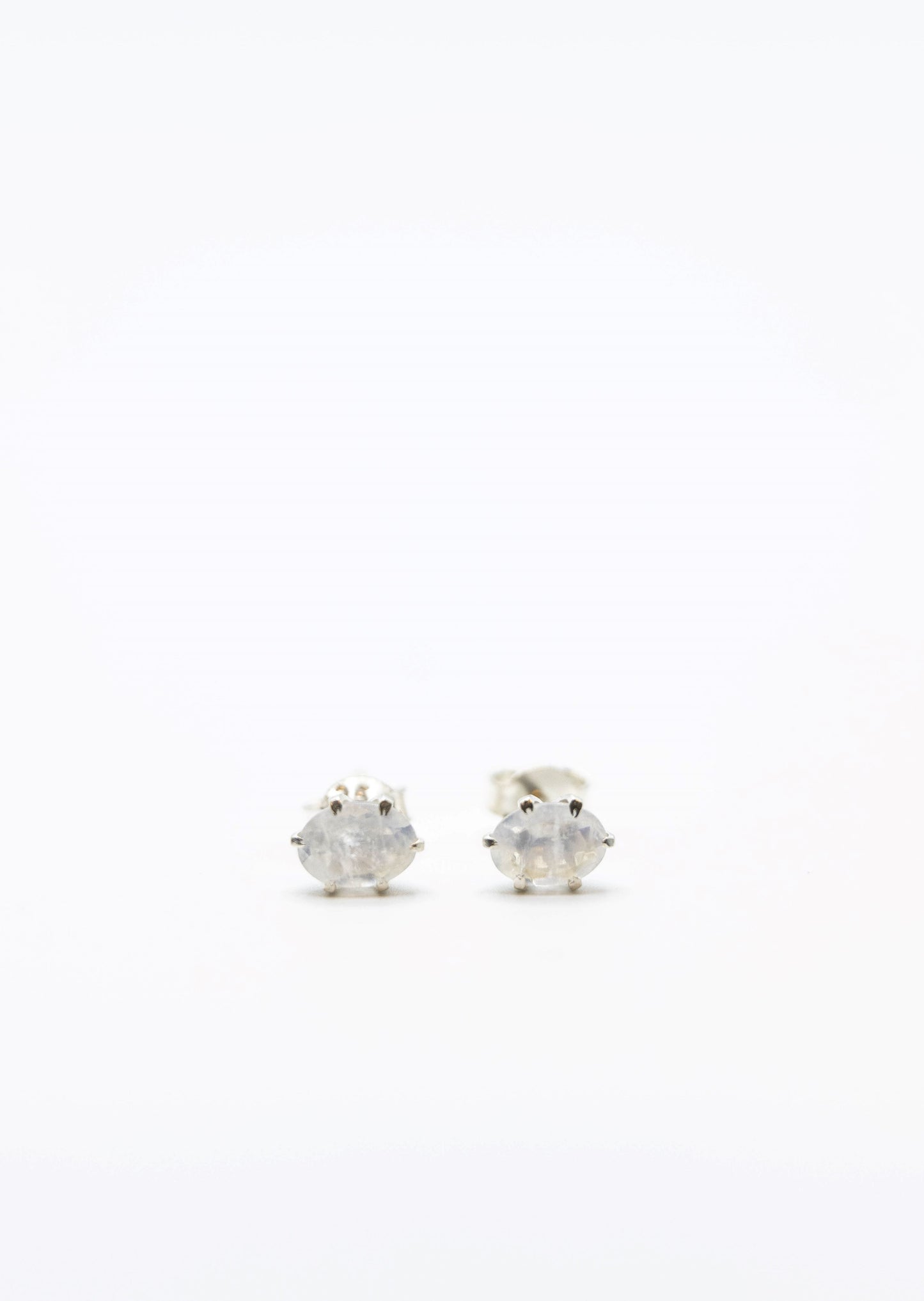 Rainbow Moonstone Prong Studs .925