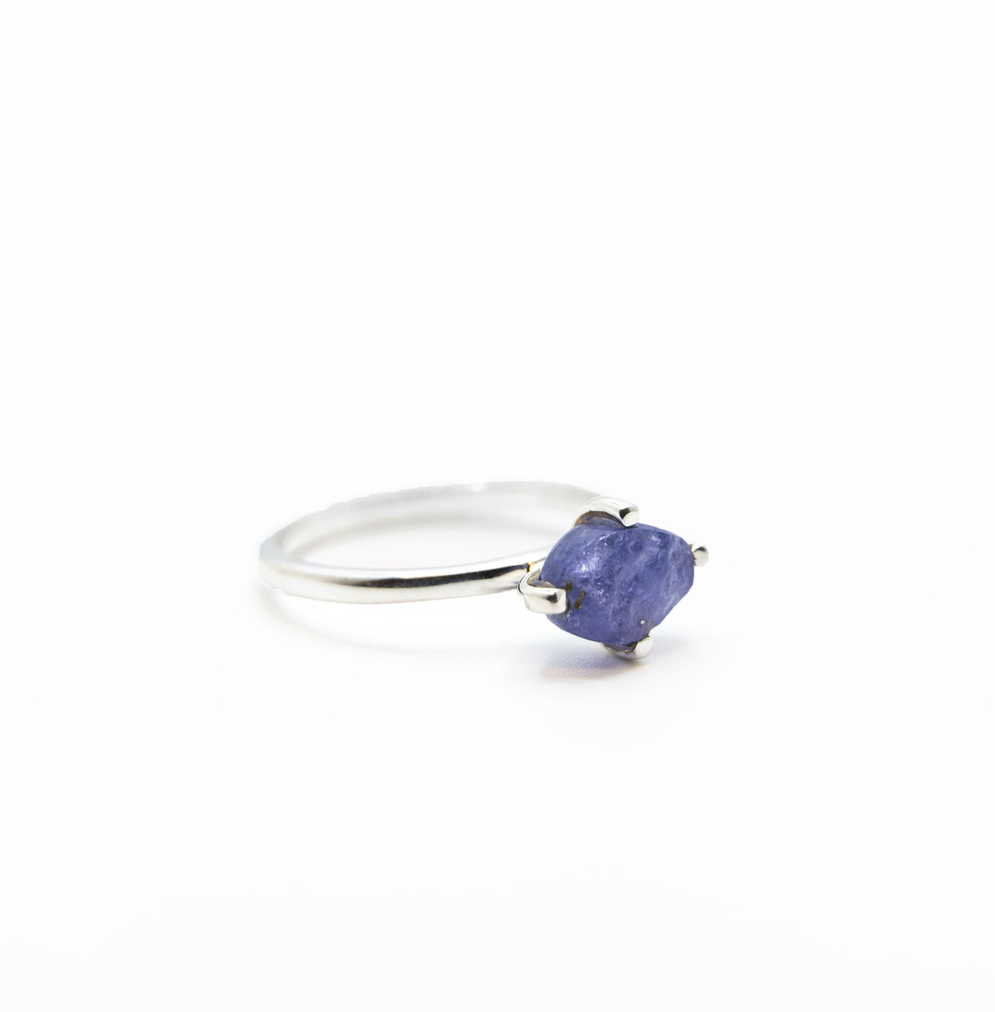 Raw Tanzanite Crystal Prong Ring .925