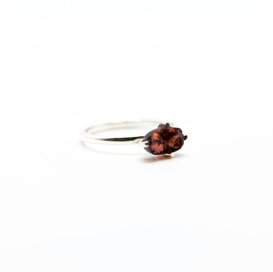 Raw Garnet Crystal Prong Ring .925