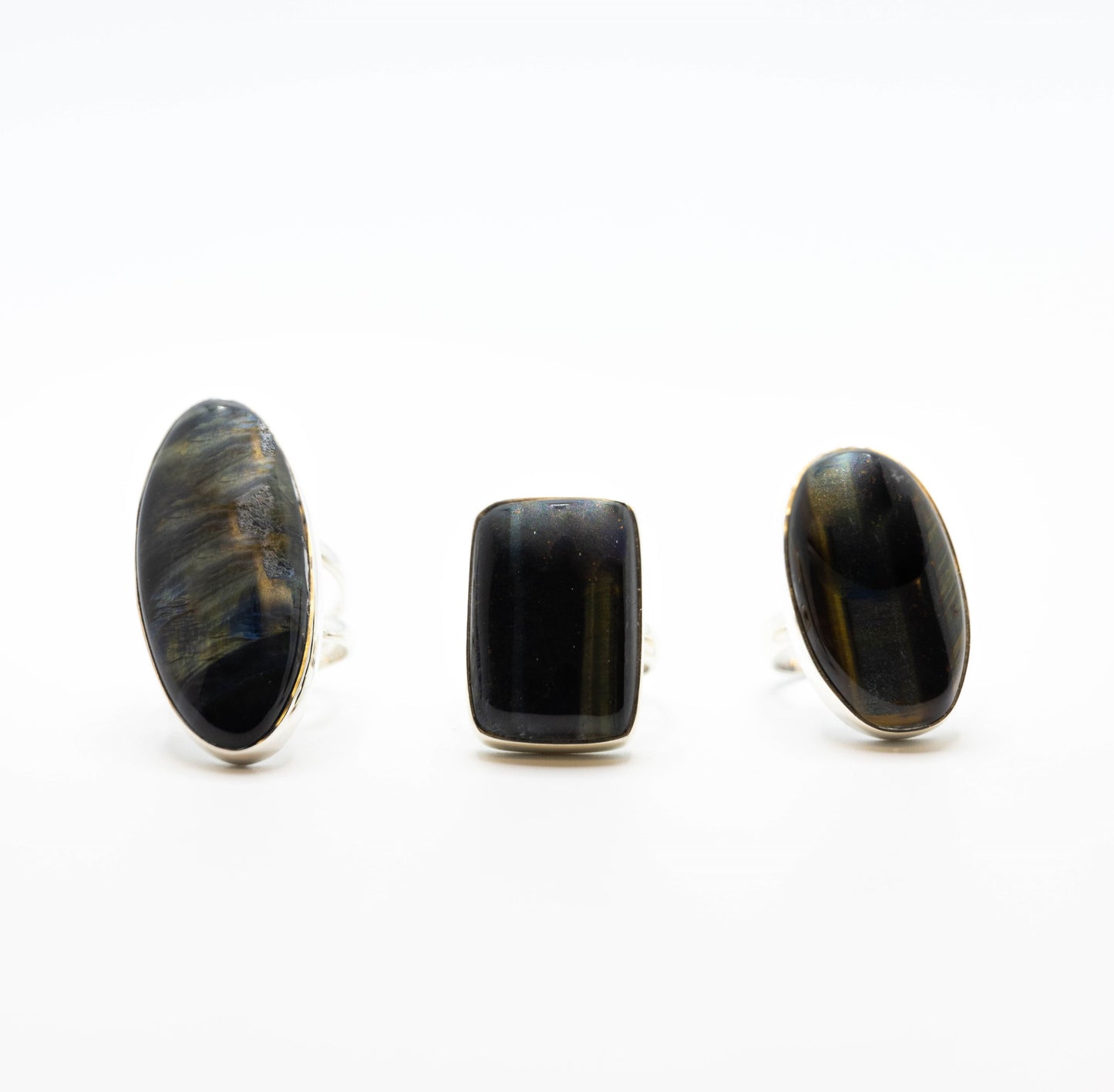 Blue Tigers Eye Ring .925
