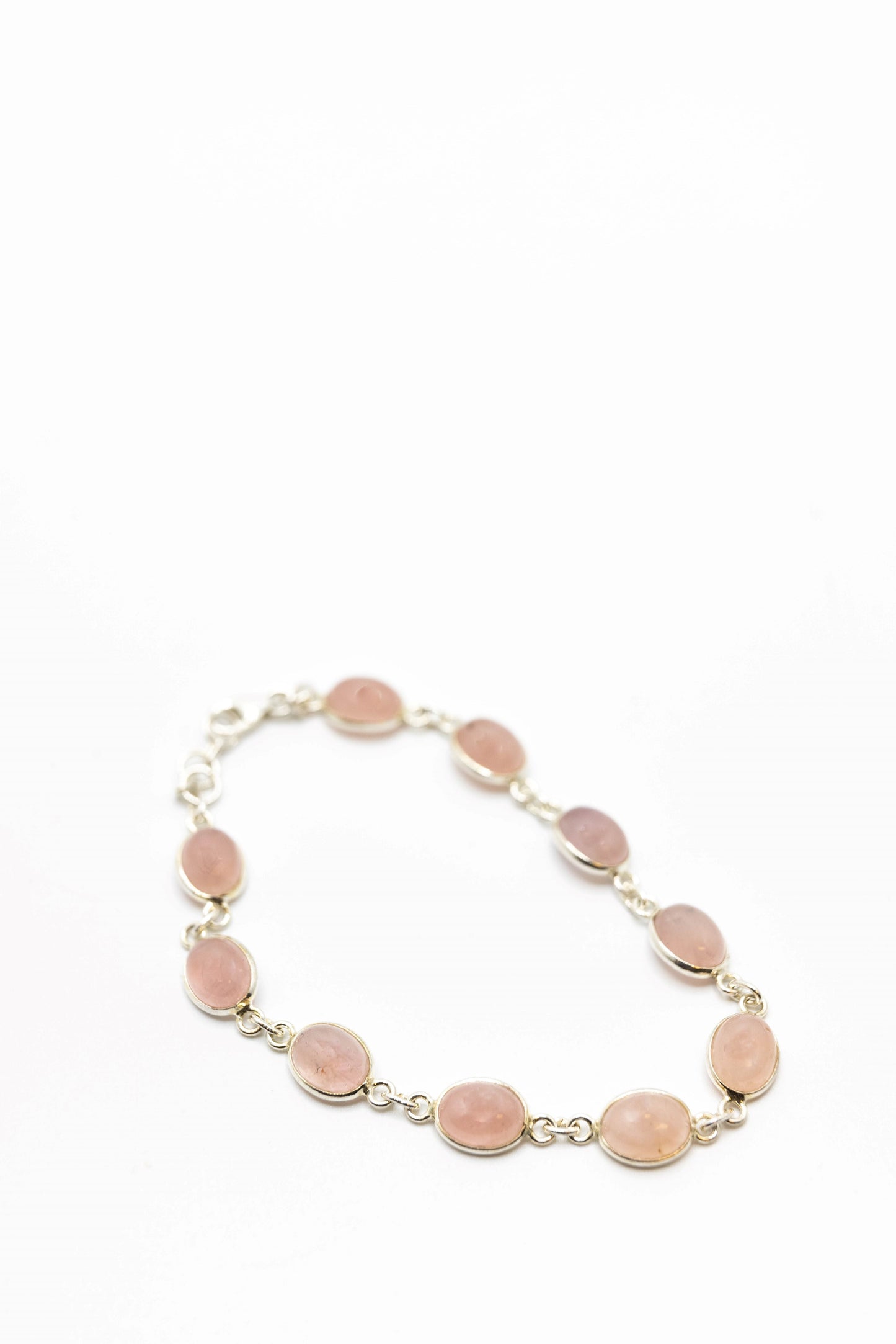 Rose Quartz Crystal Links Bracelet .925