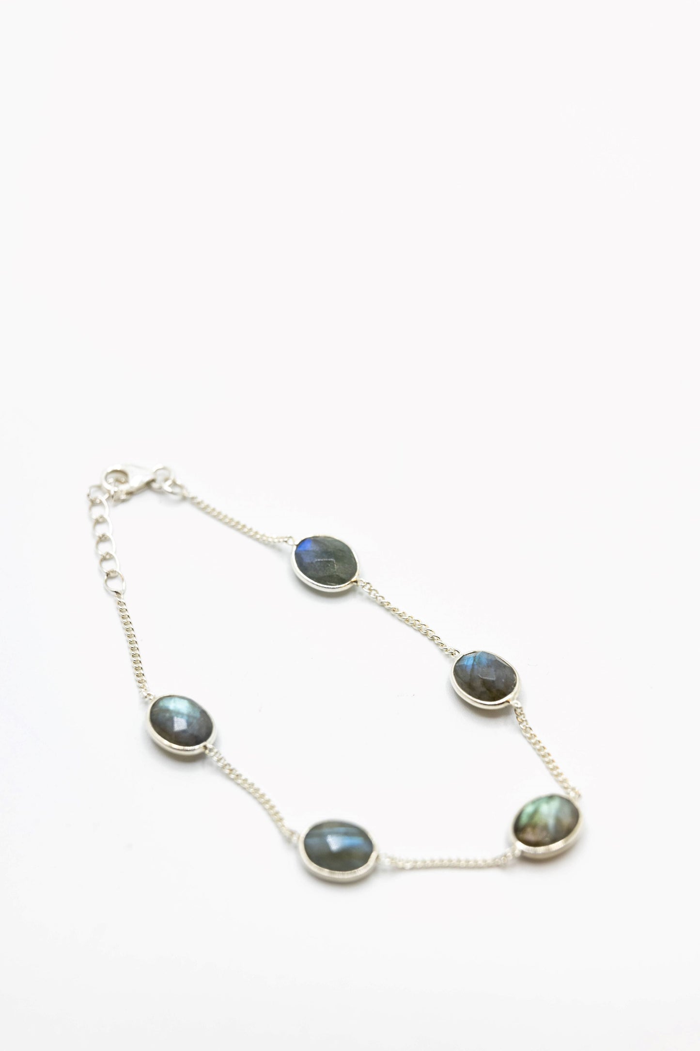 Labradorite Crystal Chain Link Bracelet .925