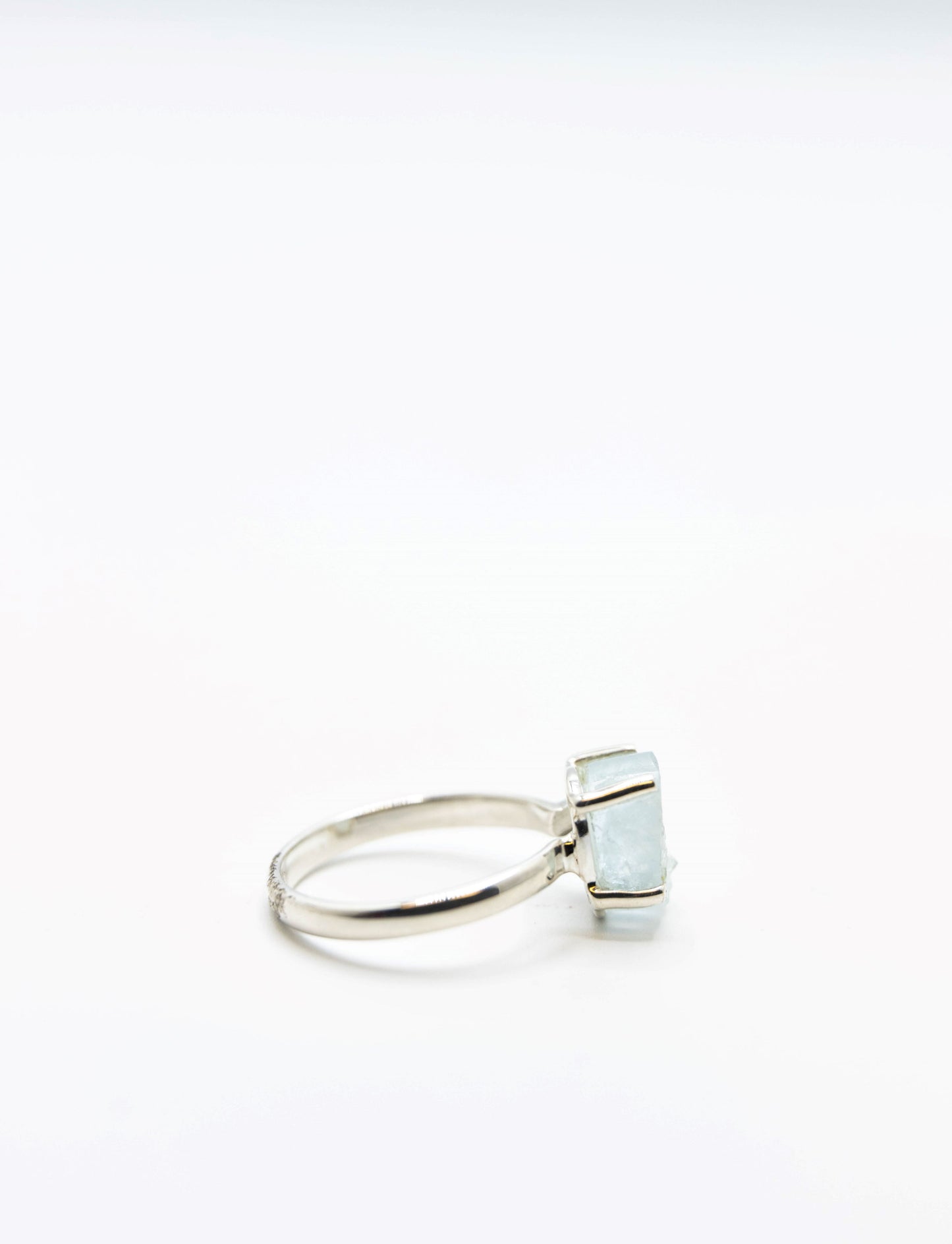 Raw Aquamarine Prong Ring .925