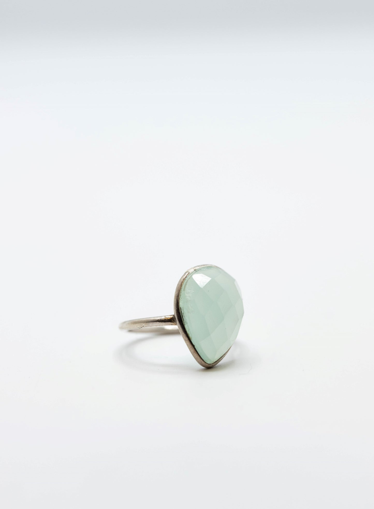 Faceted Aquamarine .925 Ring Teardrop Large