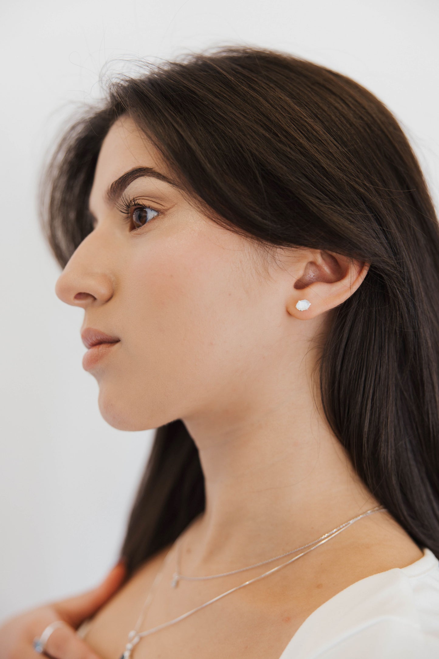 Rainbow Moonstone Prong Studs .925