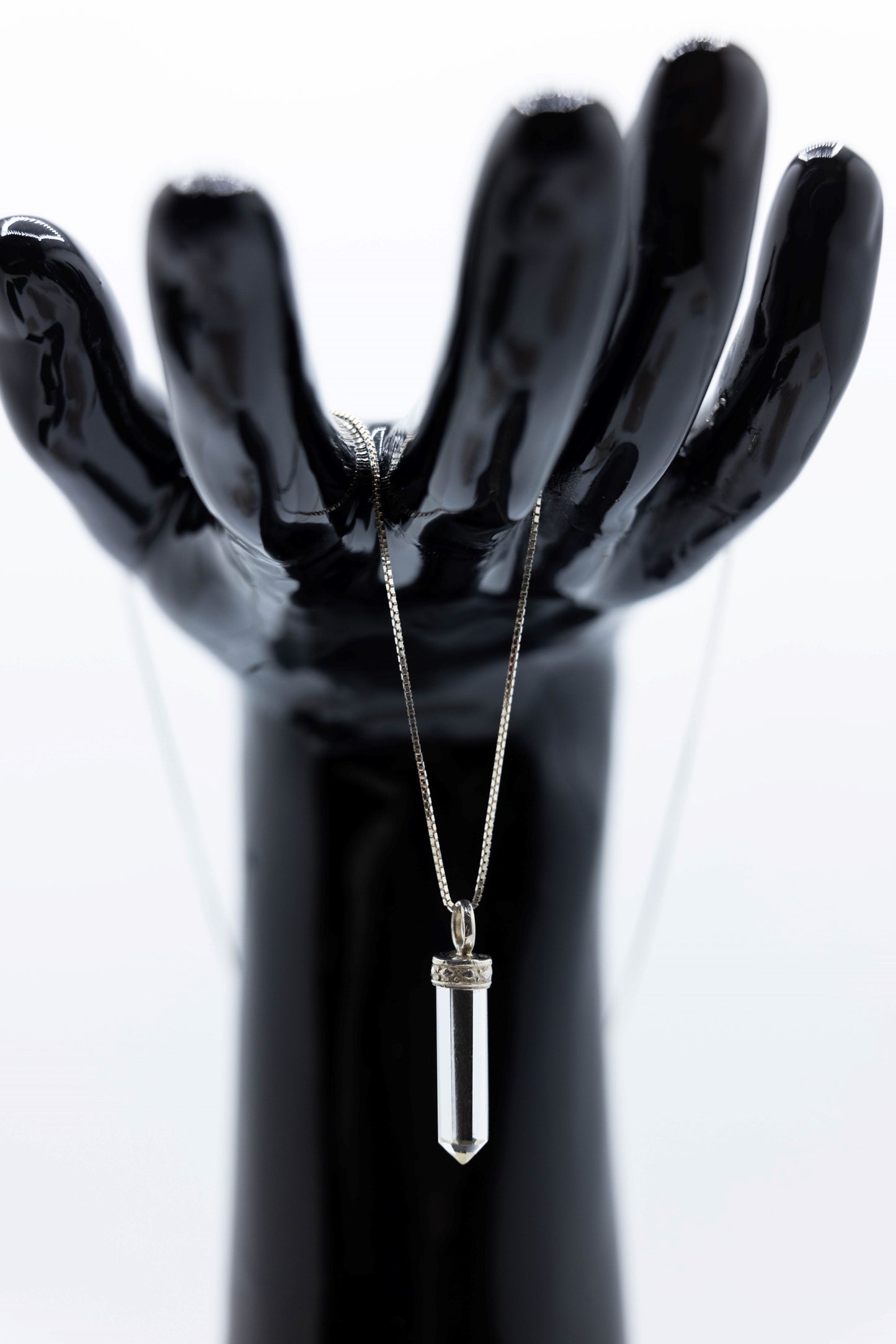 Clear Quartz Mini Crystal Point Pendant .925 Adj chain