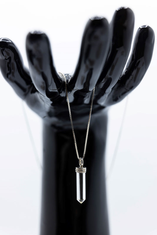 Clear Quartz Mini Crystal Point Pendant .925 Adj chain