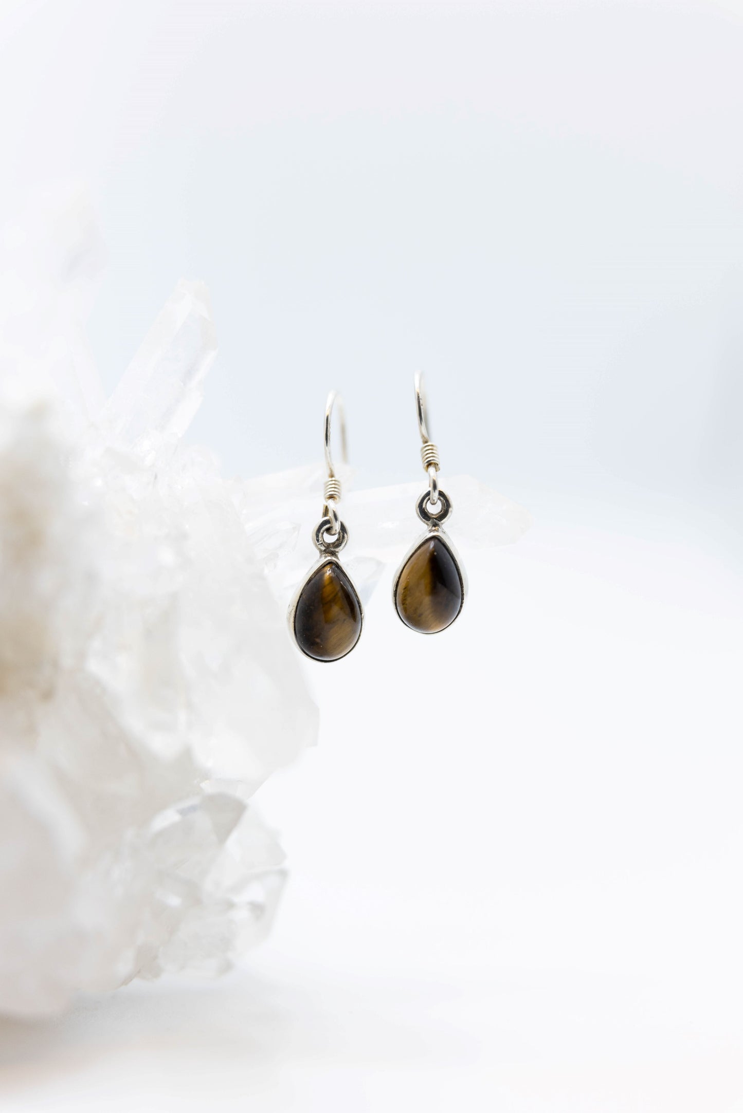 Tiger's Eye Crystal Teardrop Earrings .925