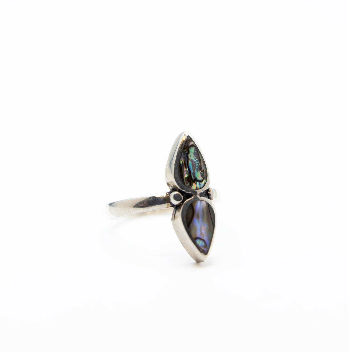 Abalone Double Teardrop Ring .925