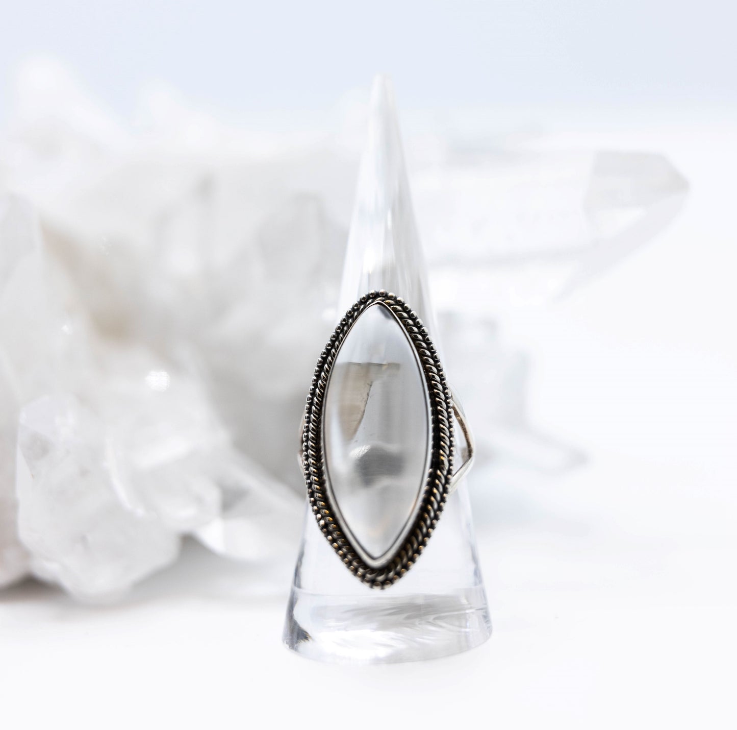 Clear Quartz Marquise Cocktail Ring .925