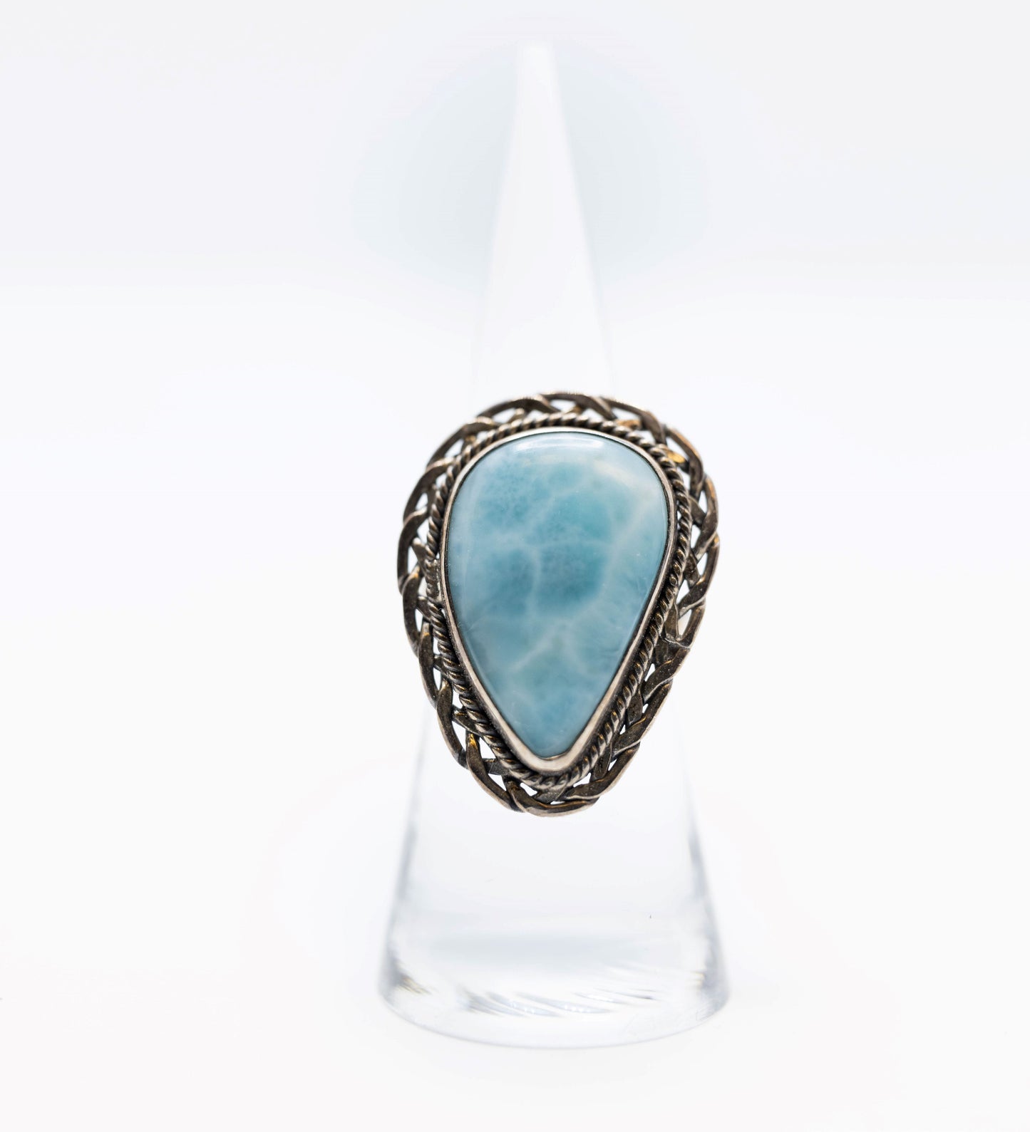 Larimar Braided Teardrop Cocktail Ring .925