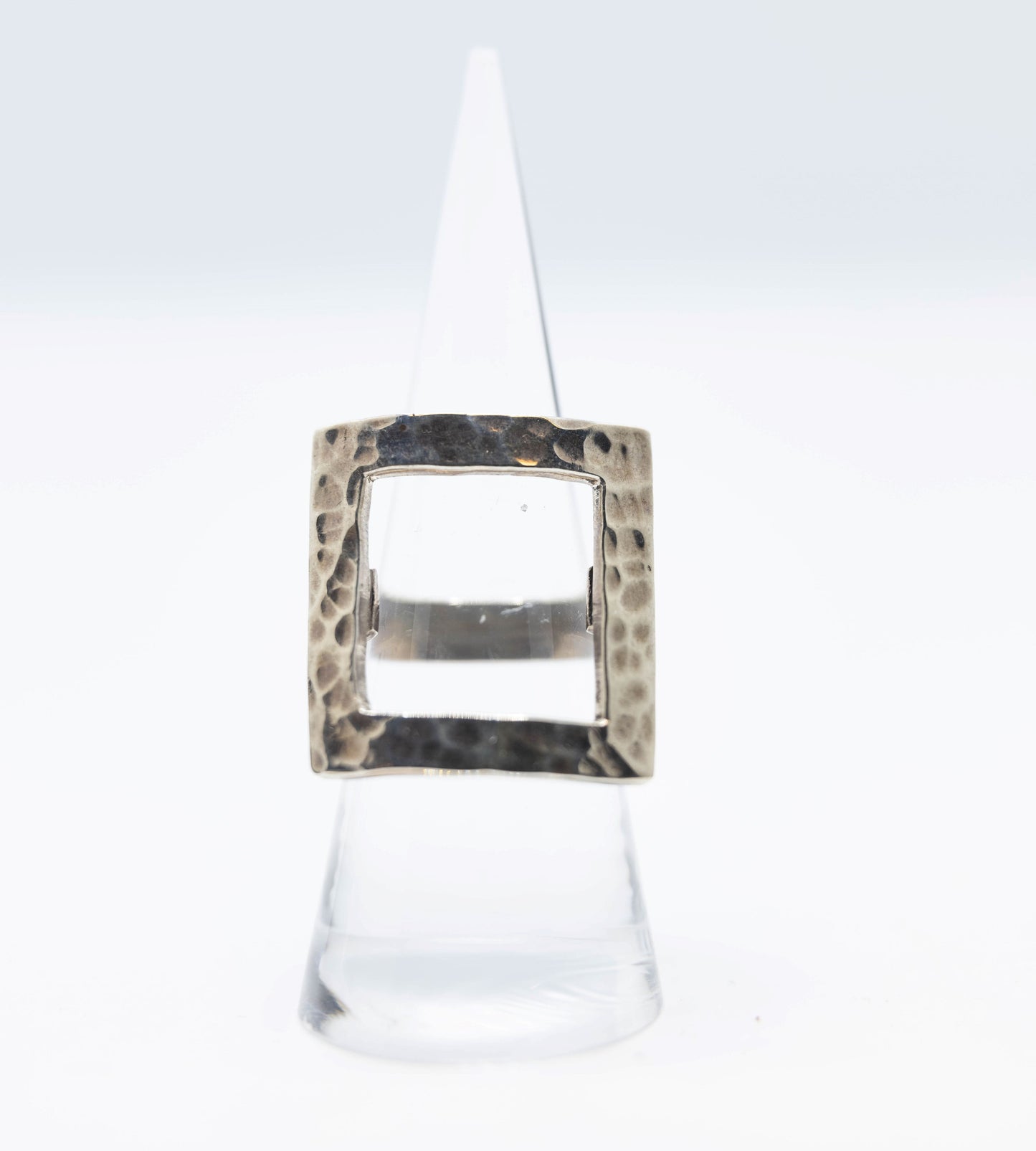 Handmade Hammered Frame Ring .925