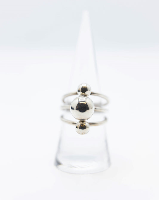 Handmade Triple Ball Ring .925 8