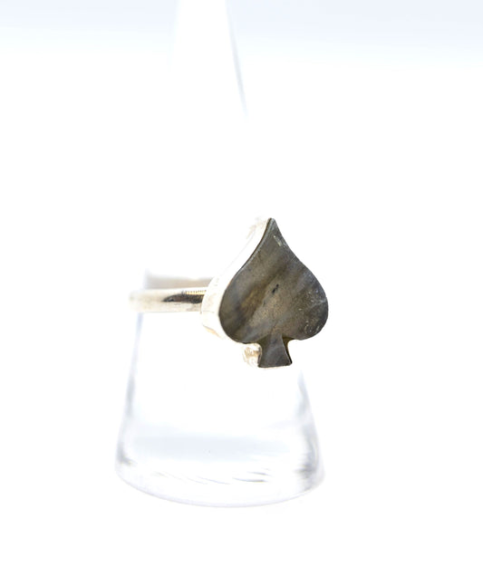 Labradorite Spade House Card Ring .925 -7