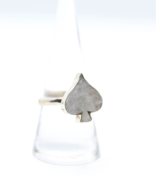 Moonstone Spade House Card Ring .925