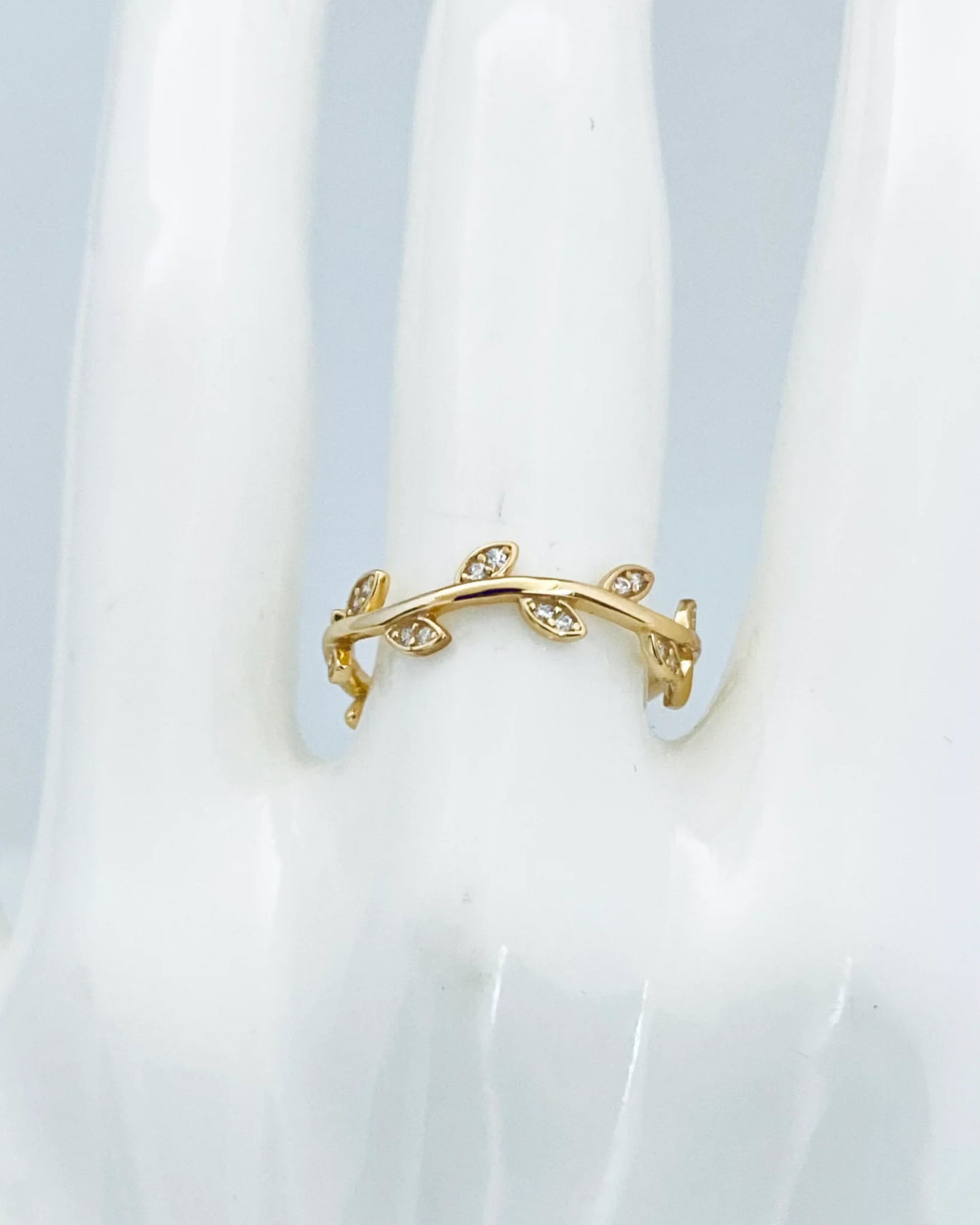 CZ Branch Ring 14K GP