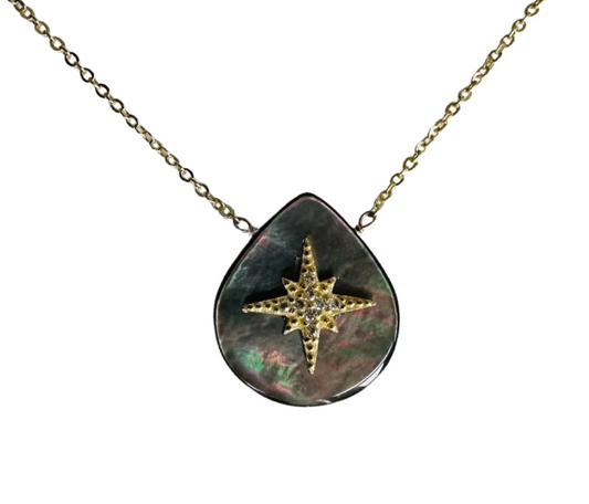 Abalone North Star Necklace 18K GP