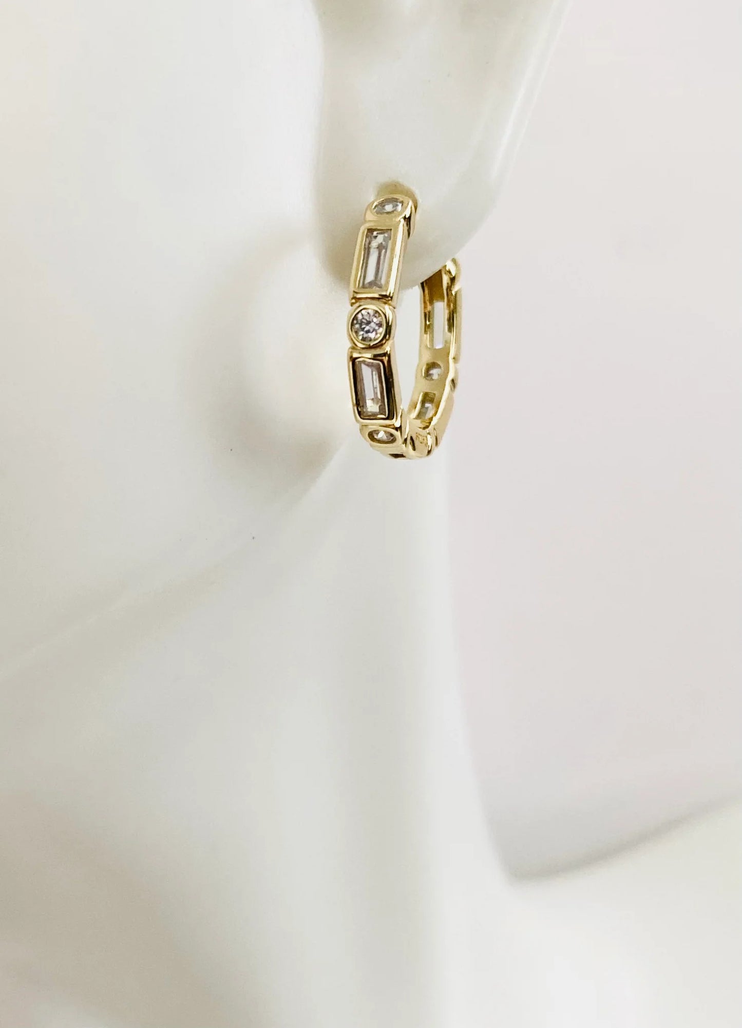 Endless Baguette CZs Earring 14K GP