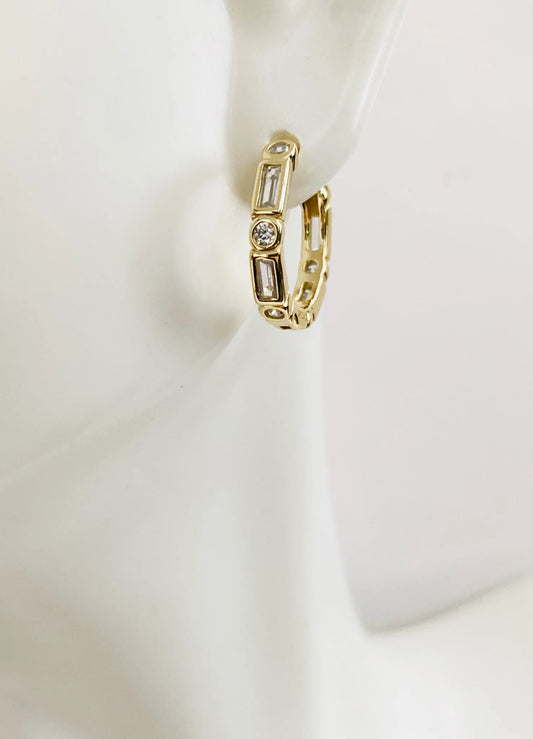 Endless Baguette CZs Earring 14K GP