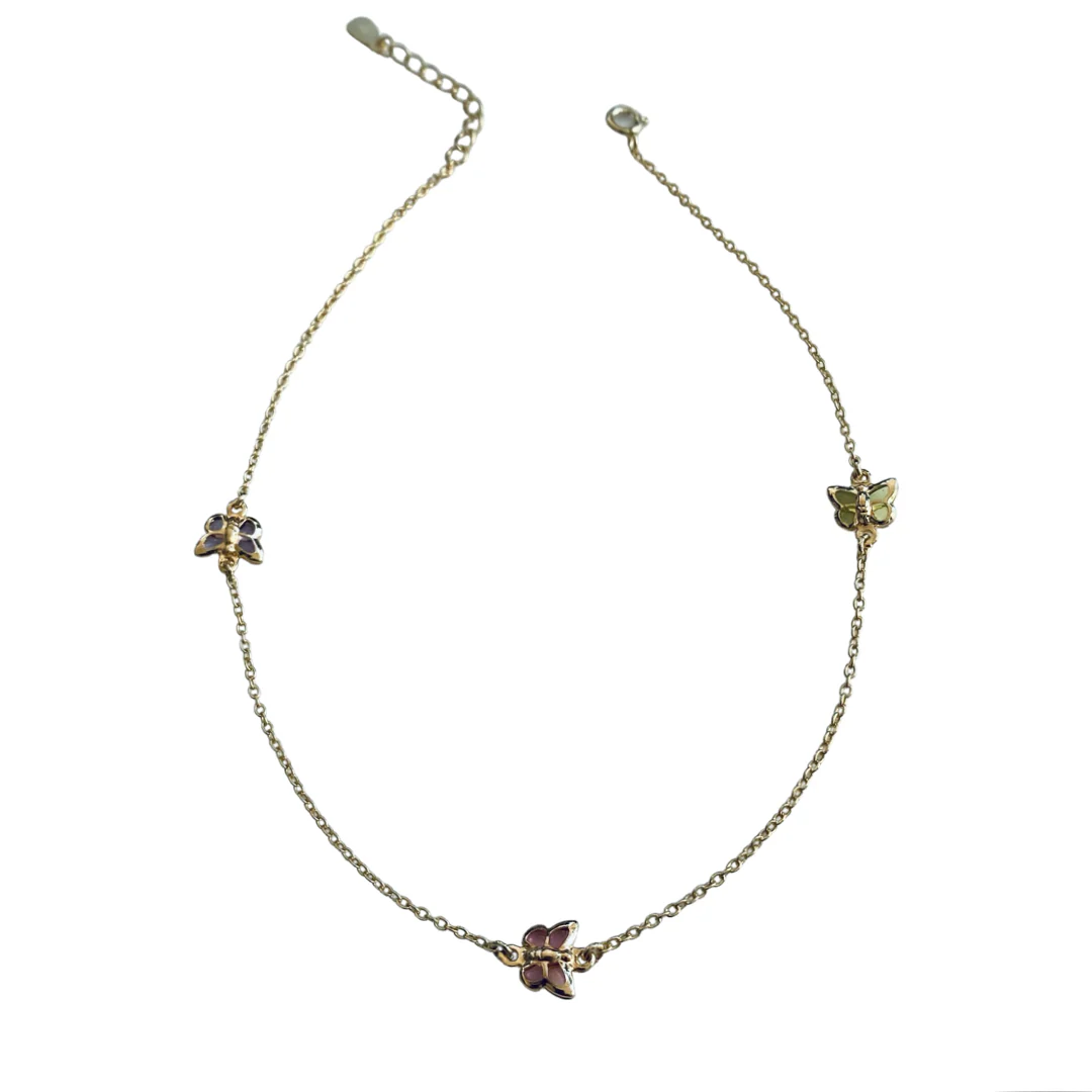 Triple Butterfly Anklet 14K GP