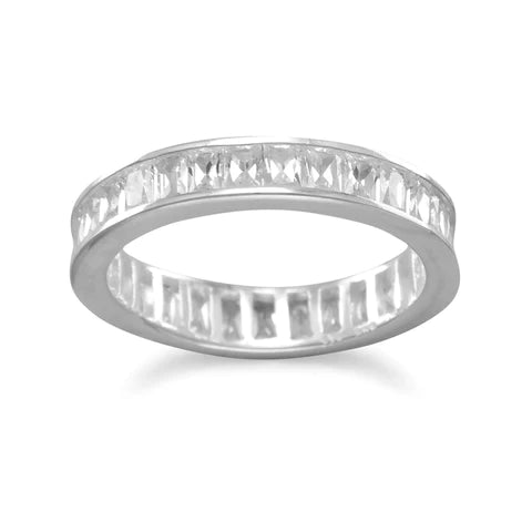 CZ Baguette Eternity Band Ring .925