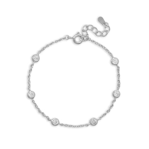 .925 CZ Six Stone Bracelet