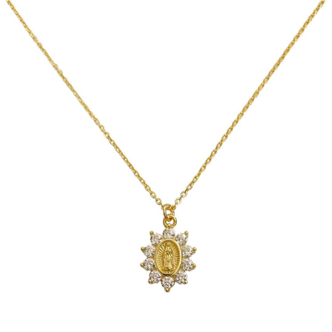 CZ Virgin Mary Necklace 18K GP