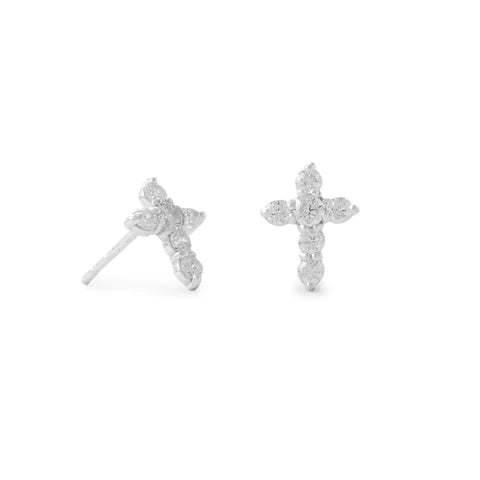 CZ Cross Stud Earrings .925