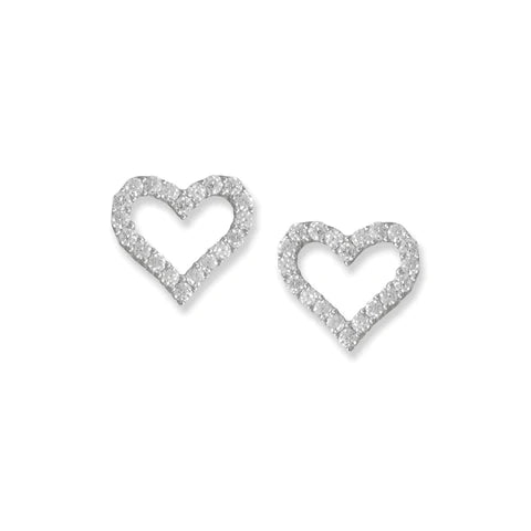 CZ Heart Studs .925