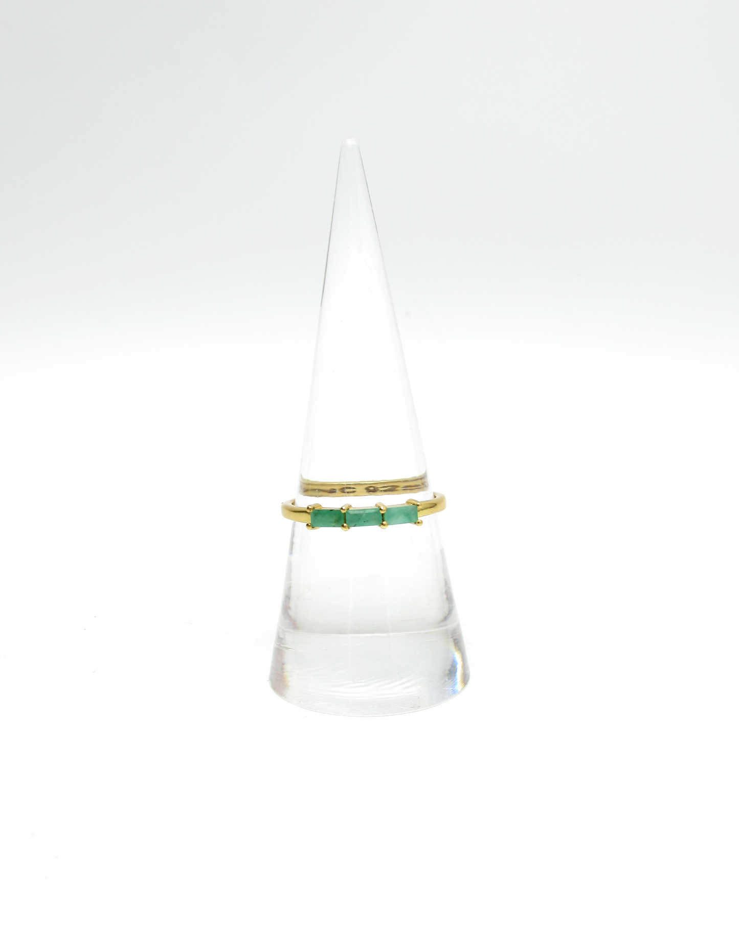 Emerald Triple Ring - 14K Gold Vermeil