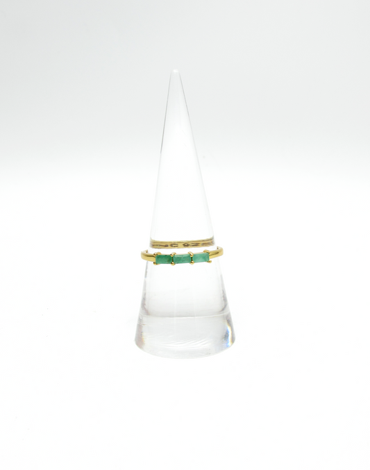Emerald Triple Ring - 14K Gold Vermeil