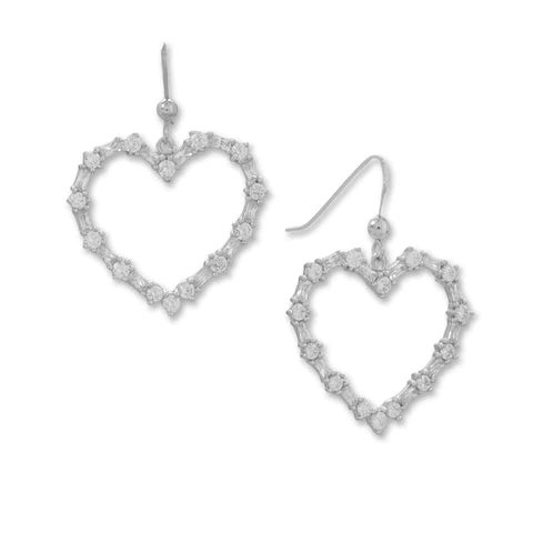 Large Bling Heart Earrings .925