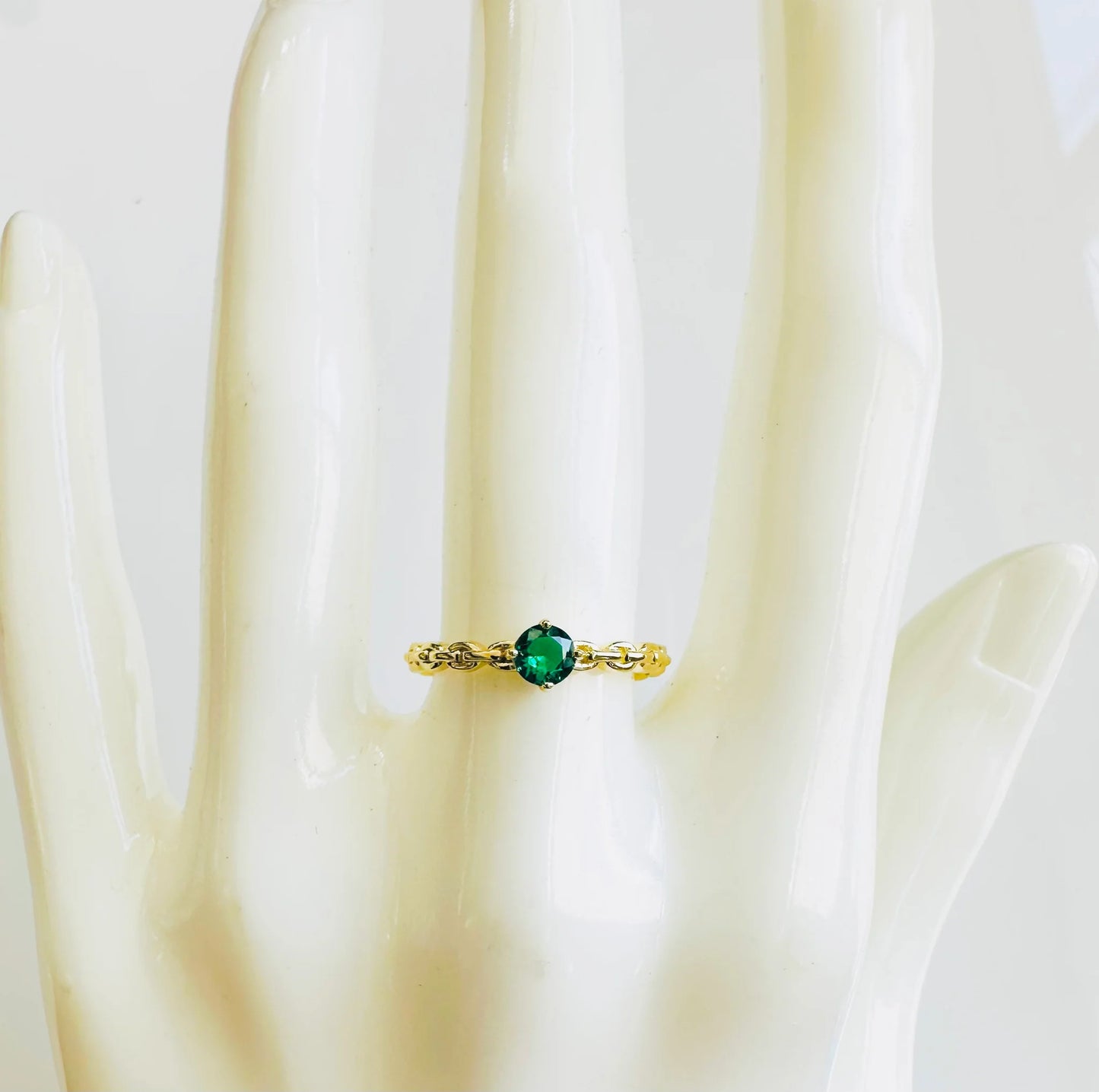 Green CZ chain ring 18K GP