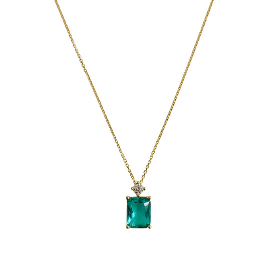 Green Goddess Rectangle Necklace 14K GP