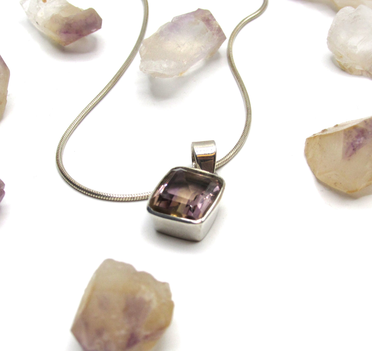 Ametrine Pendant Flat Curb Chain .925