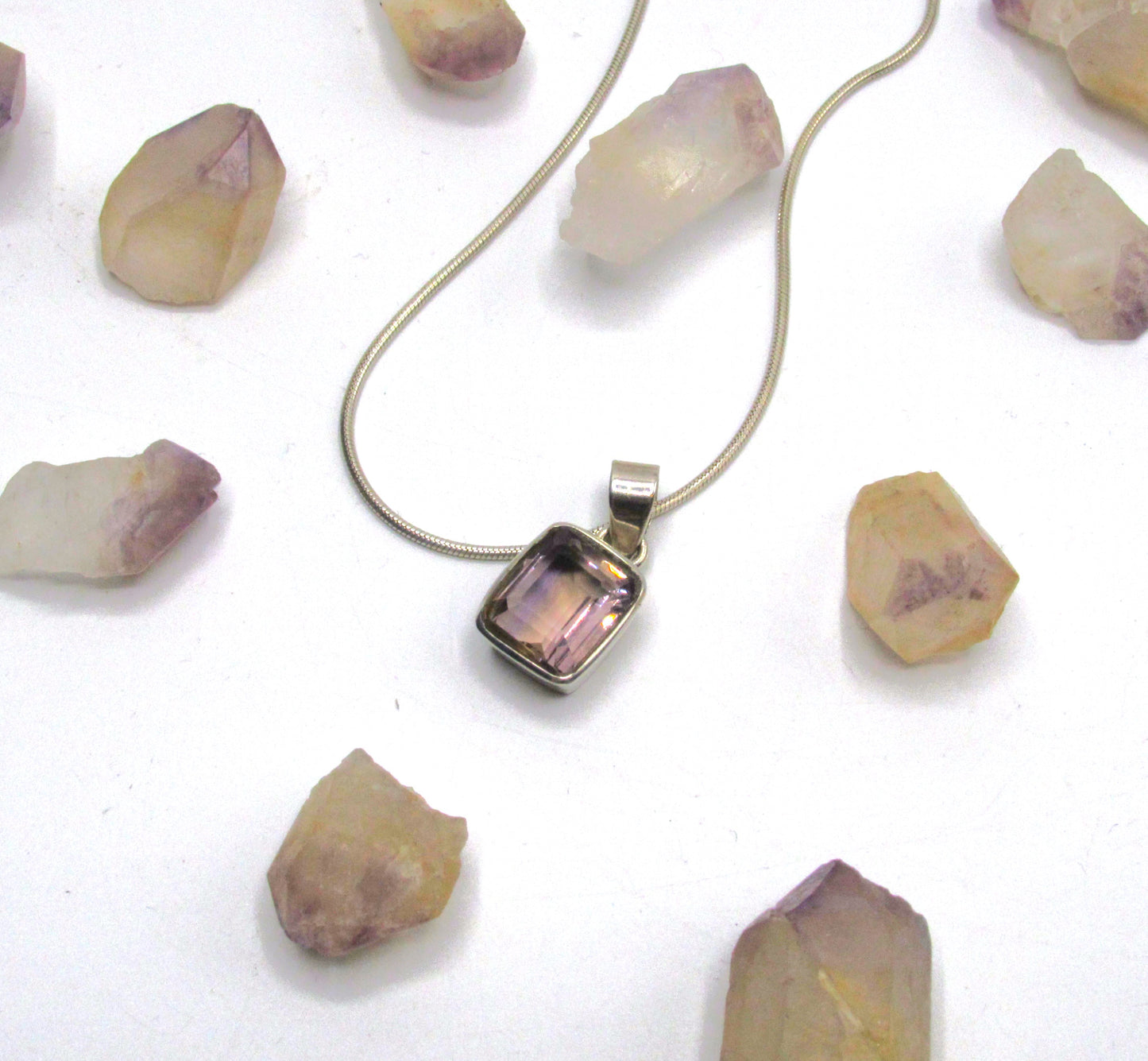 Ametrine Pendant Flat Curb Chain .925
