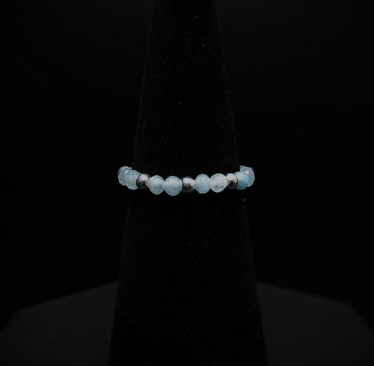 Aquamarine Stretch Ring .925