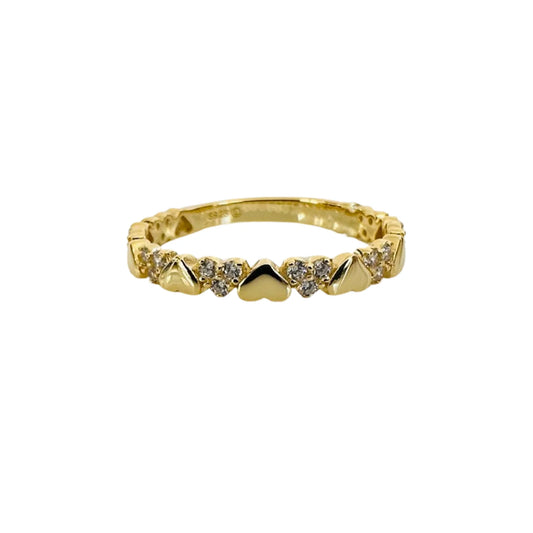 CZ Hearts Love Ring 14K GP
