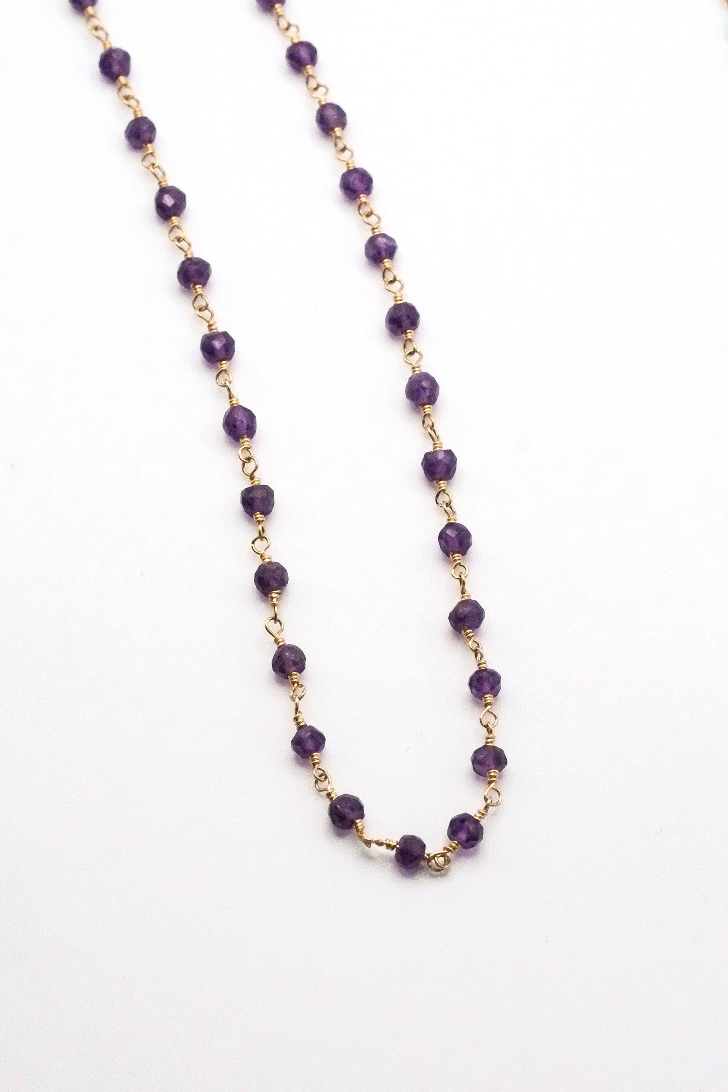 Amethyst Mini Links Handmade Brazil Necklace 14k GF