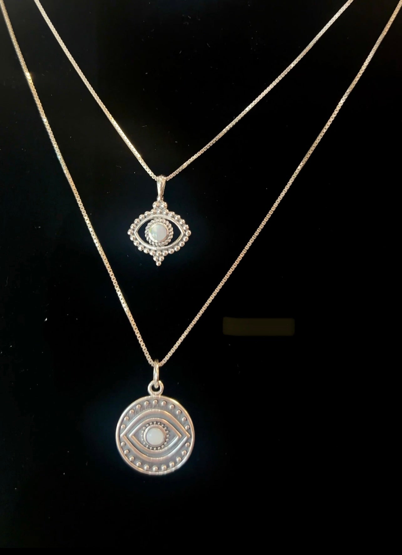Round Pearl Evil Eye Pendant .925