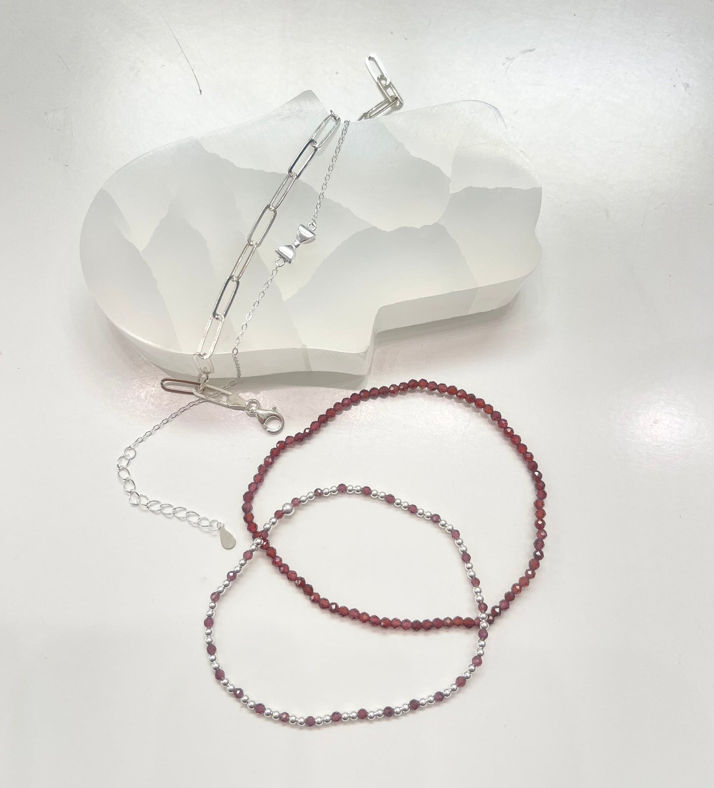 Beaded Garnet Stretchy Bracelet