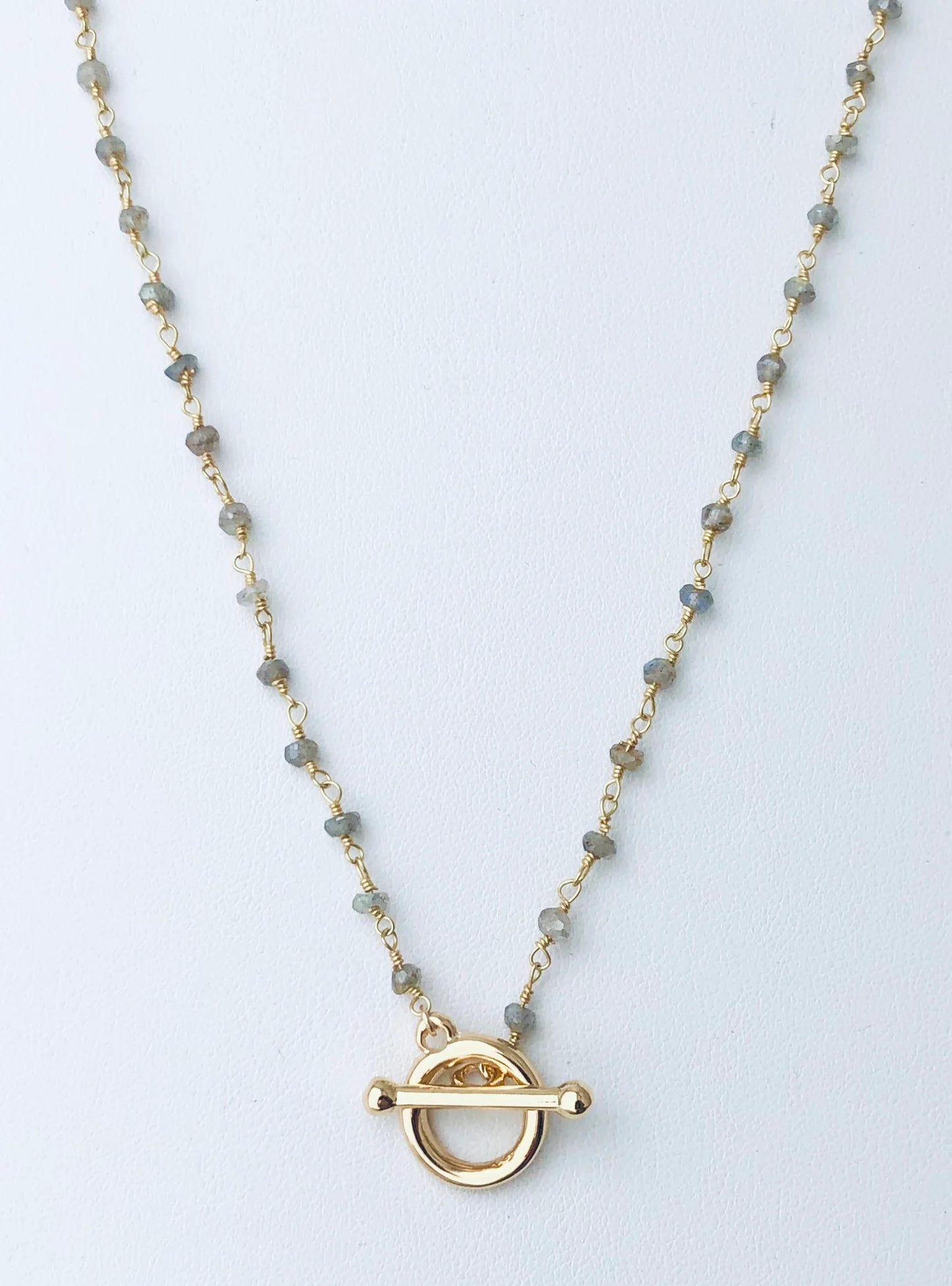 Beaded Labradorite Toggle Necklace 14K GF