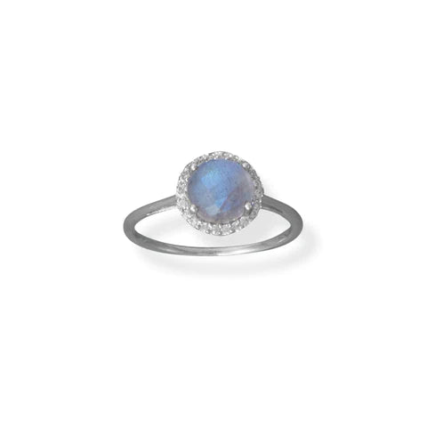 Labradorite CZ Halo Ring
